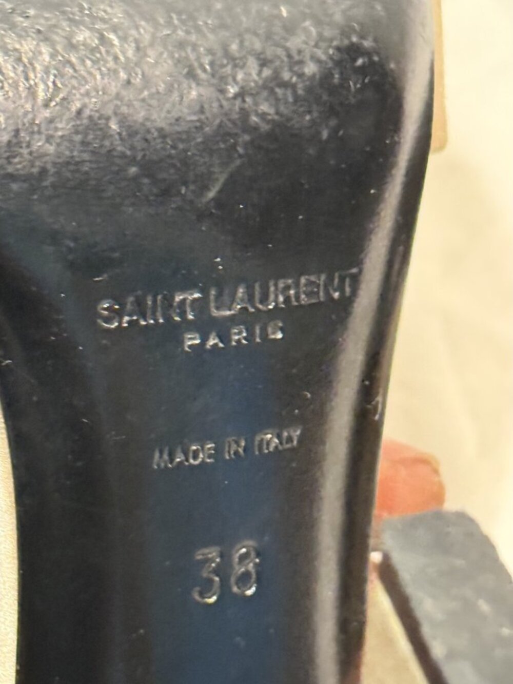 Saint Laurent Lydia 110 Nude Satin Ankle Wrap Sandal Heels EU 38 US 8 - Picture 6 of 12